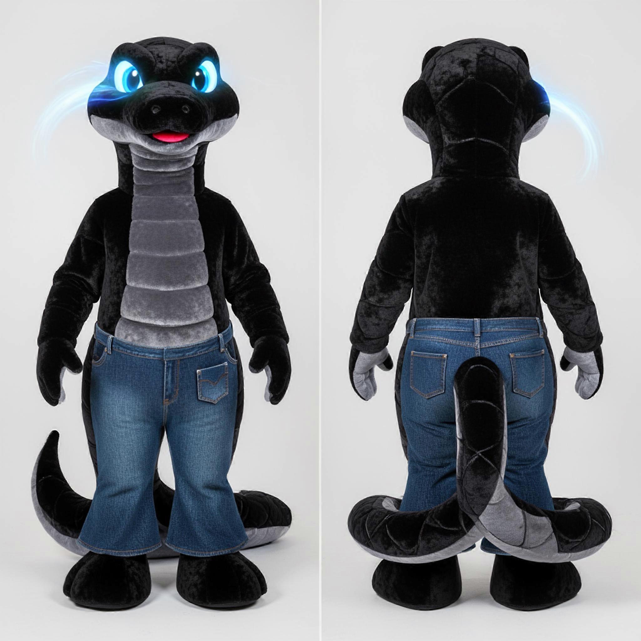 MASTICOT Midnight Black Cartoon Snake Mascot