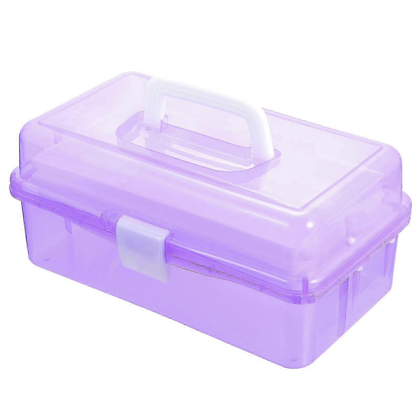1pc Portable Handle Plastic Tool Box Three Layers Storage Box compatible with Home
