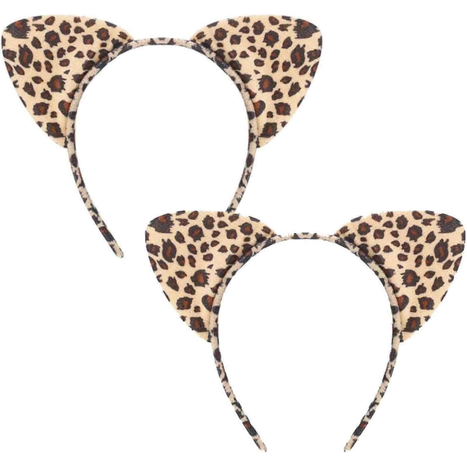 Cute Leopard Print Cat Ears Headband Set