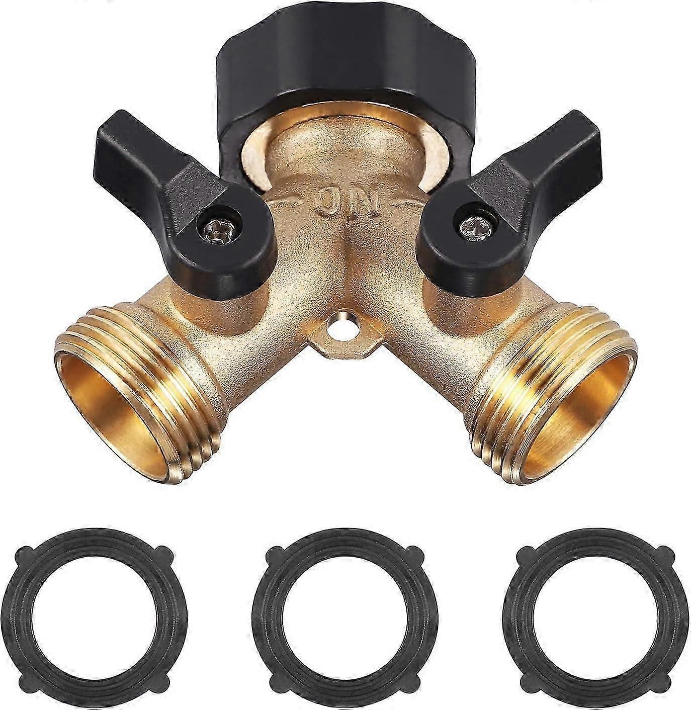 Dual Valve Brass Y Splitter Adapter