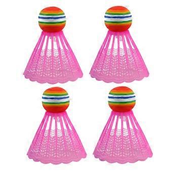 4Pcs Pink Nylon LED Badminton Shuttlecocks for Playing Night Glow
