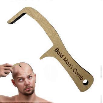 Funny Bald Man Comb Wooden Novelty Hair Brush Gag Gift for Bald Friends Smooth Low Static Grooming