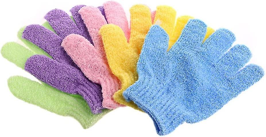 Bathe Gloves Five-finger Bathe Towel Artifact Rubbing Mud Rubbing Back Double-sided Exfoliating Bath Gloves For Body Scrub Exfoliator 4 Pairs