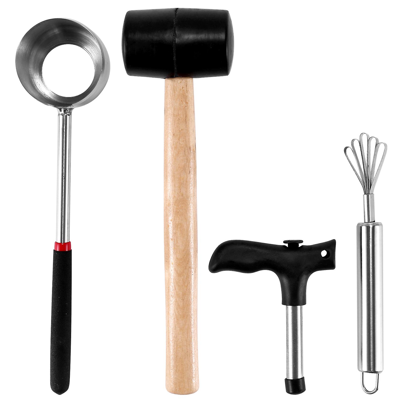 Ensemble d'outils d'ouverture de noix de coco, lot de 5, pour jeunes noix de coco, kit d'ouverture de noix de coco en acier inoxydable, kit d'ouverture