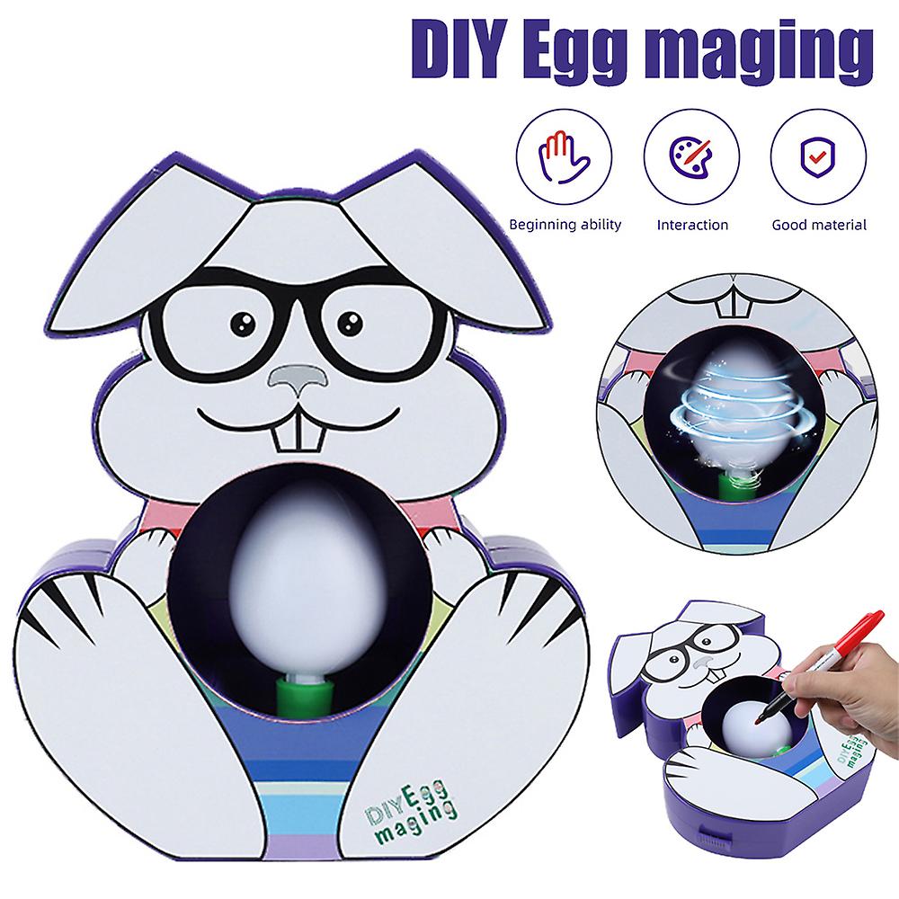 Electric Bunny Egg Decorating Decors Spinner With 8 Colorful Quick Drying Markers Set