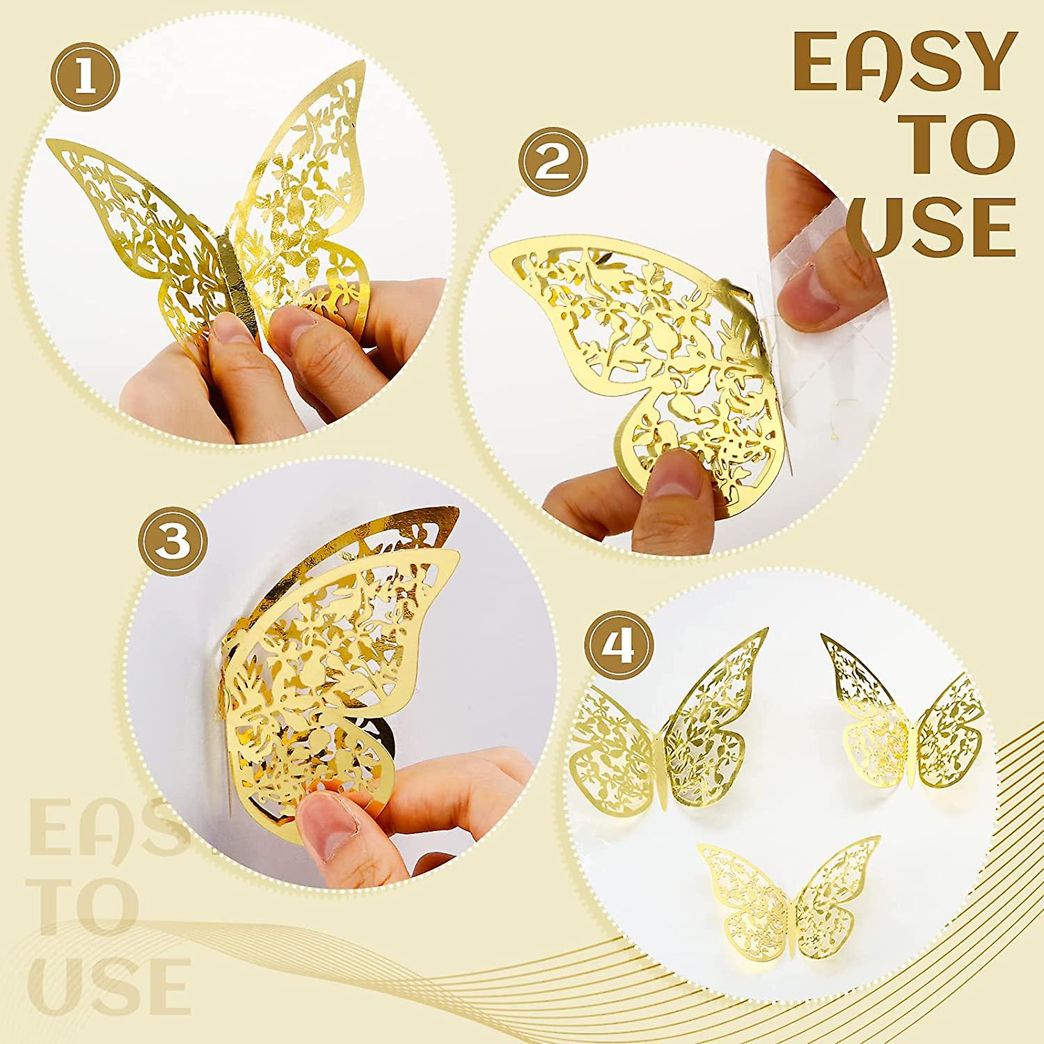 12 Pieces 3 Sizes Hollow Butterflies Wall Stickers 3D Butterflies Wall