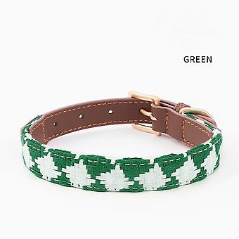 Pet Traction Collar Adjustable Flax Braided Anti-loss Pet Dog ID Collar Dog Supplies (Green XS)