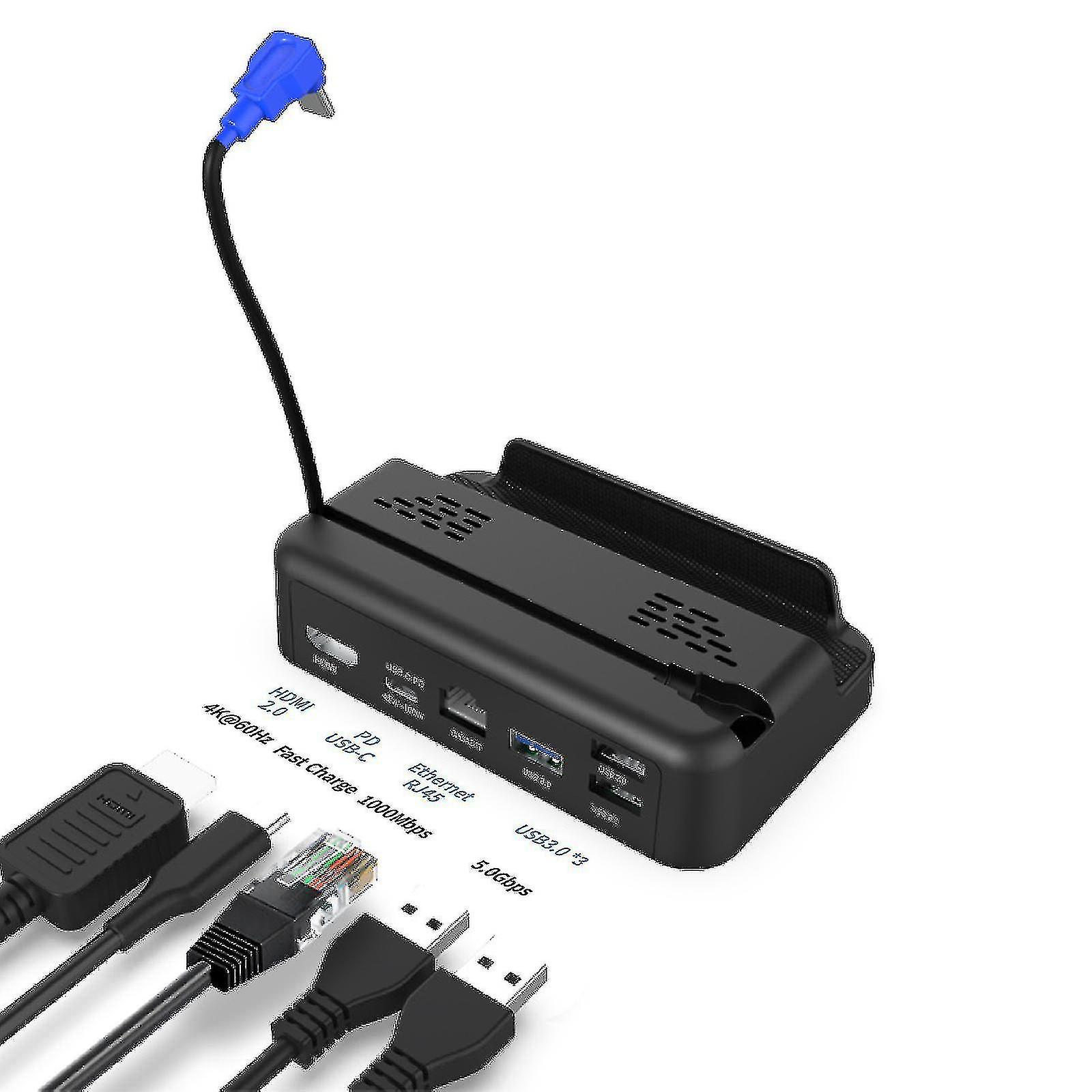 Stazione di docking per Steam Deck, hub 5 in 1 Steam Deck Dock Stand con HDMI 2.0 e USB-C e 3 porte USB-A 3.0