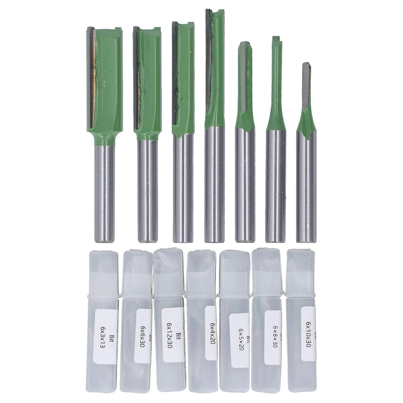 7Pcs Straight Router Bit Round Shank Milling Cutter Tool Set Kit for Woodworking