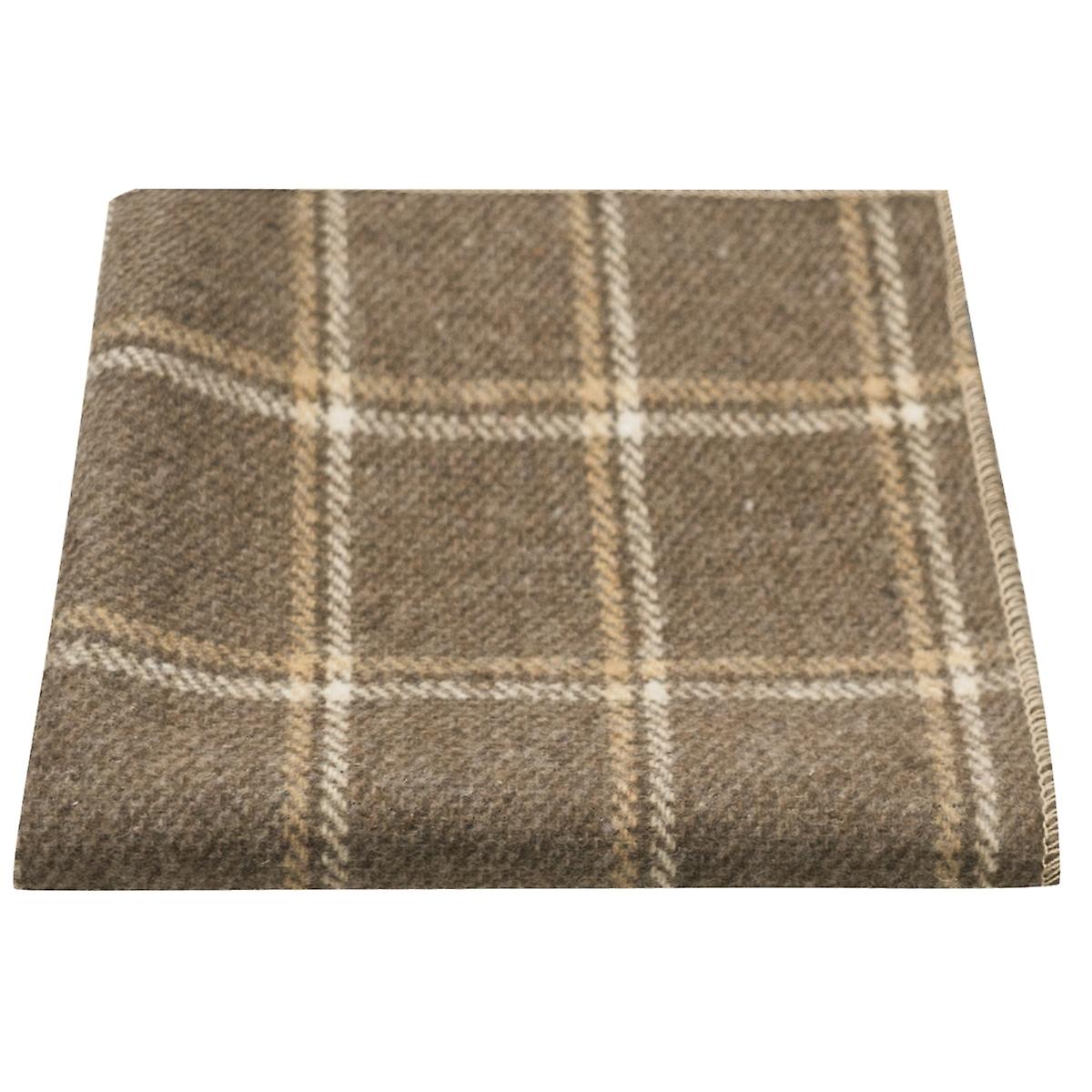 Heritage Pecan Brown Check Pocket Square