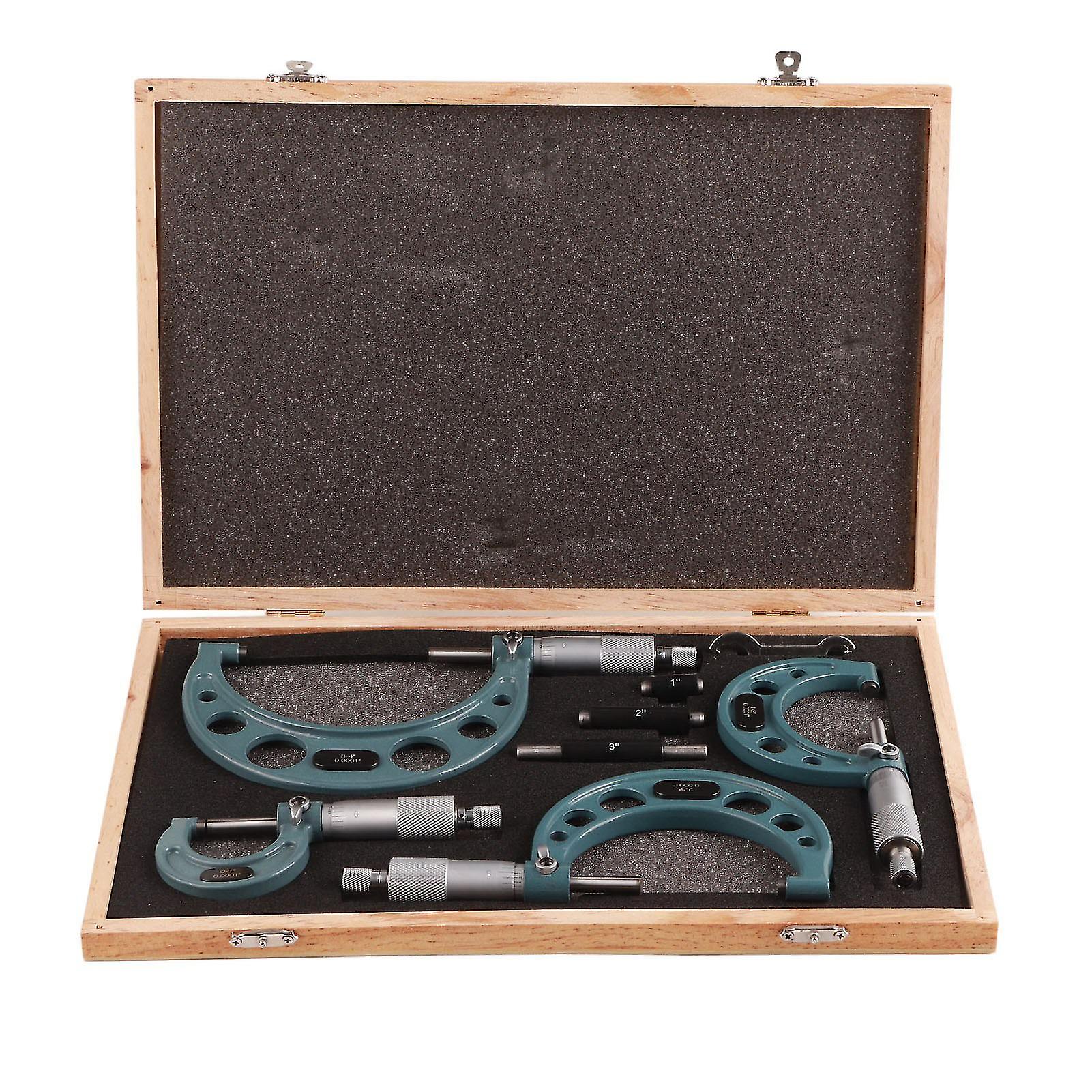 4Pcs 04in Imperial Micrometer Outside Diameter High Accuracy Measurement Tool With Wrench