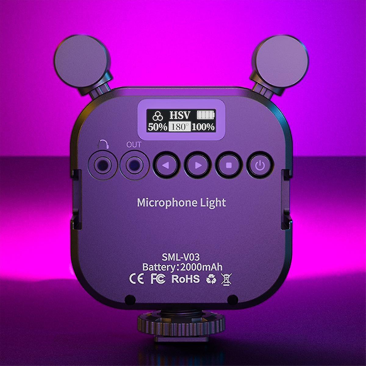 2500k-9000k Microphone Led Fill Light Led Mini Video Vlog Full-color Rgb Mic Light For Smartphone S