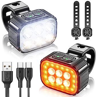 Sykkel Q6 Light Set Bike Led Front Rear Lights USB Charge Mtb Road Bike Highlight Lamp Sykling Light Lamp