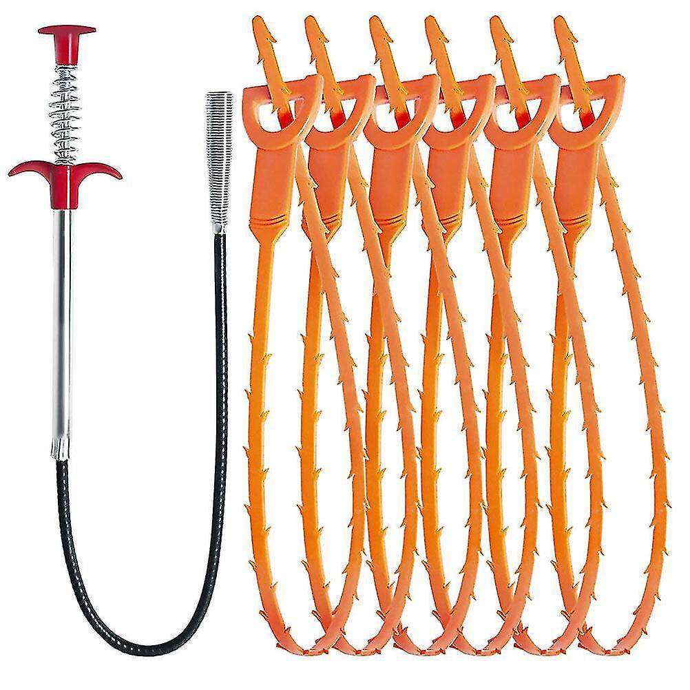 6pcs Simple Cleaning Tools Durable Cleaning Hooks Drain Devices With 1pc Grabber