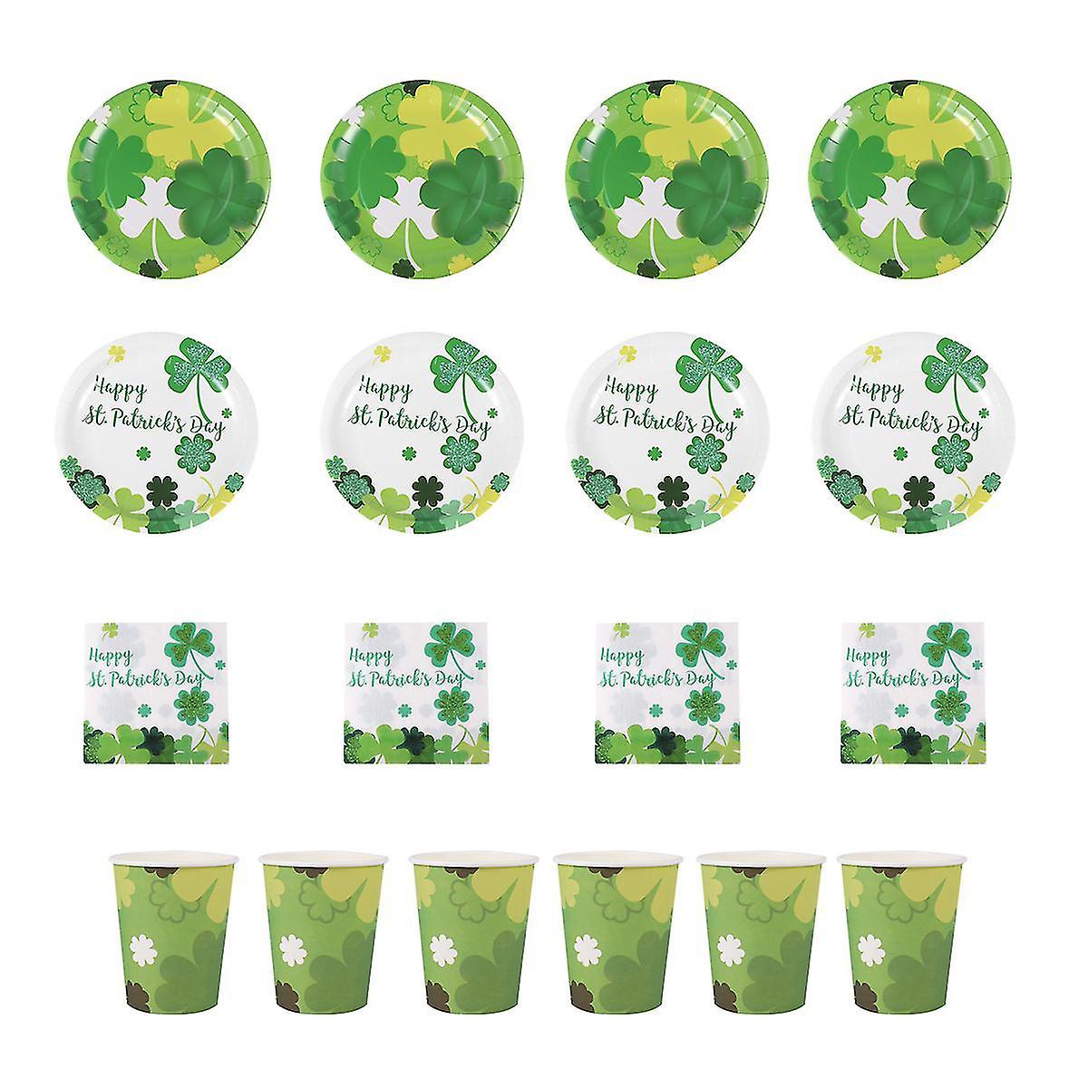 44pcs Tableware Accessories Disposable Paper Plates One-time Dinnerware Cups Napkin Set For Restaura