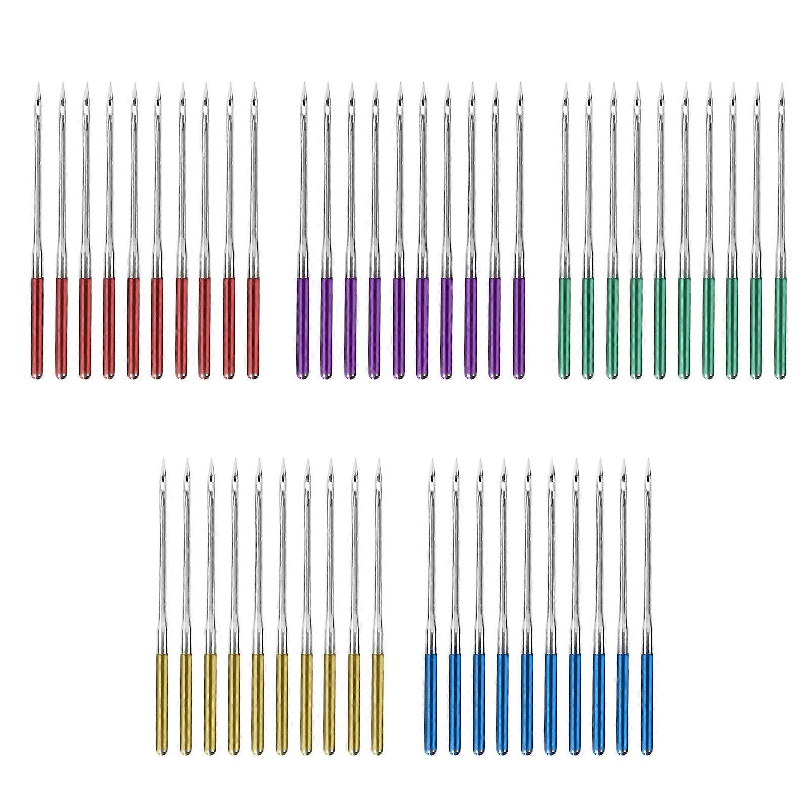 50Pcs Machine Needle Color Shank AntiJumping Thread Point Alloy Sewing Needle Replacement