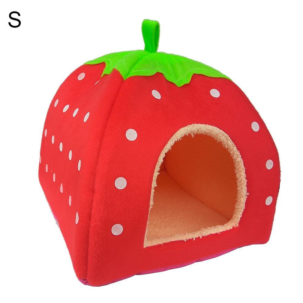 ZHOUBA Strawberry Dog Puppy Cats Indoor Foldable Soft Warm Bed Pet House Kennel Tent