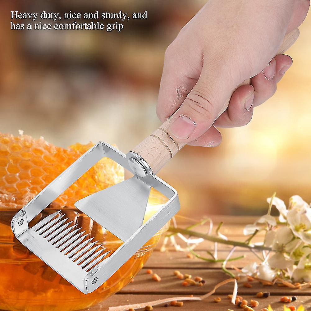Honeycomb Honey Stainless Steel Scraper Beekeeping Tine Uncapping Fork Hive Wooden Handle