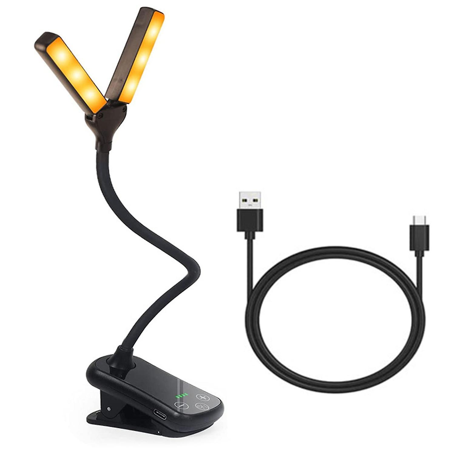 Reading Lamp Dimmable Chargeable Extendable Double Head Flicker-free Illumination Type-C 14LED Amber