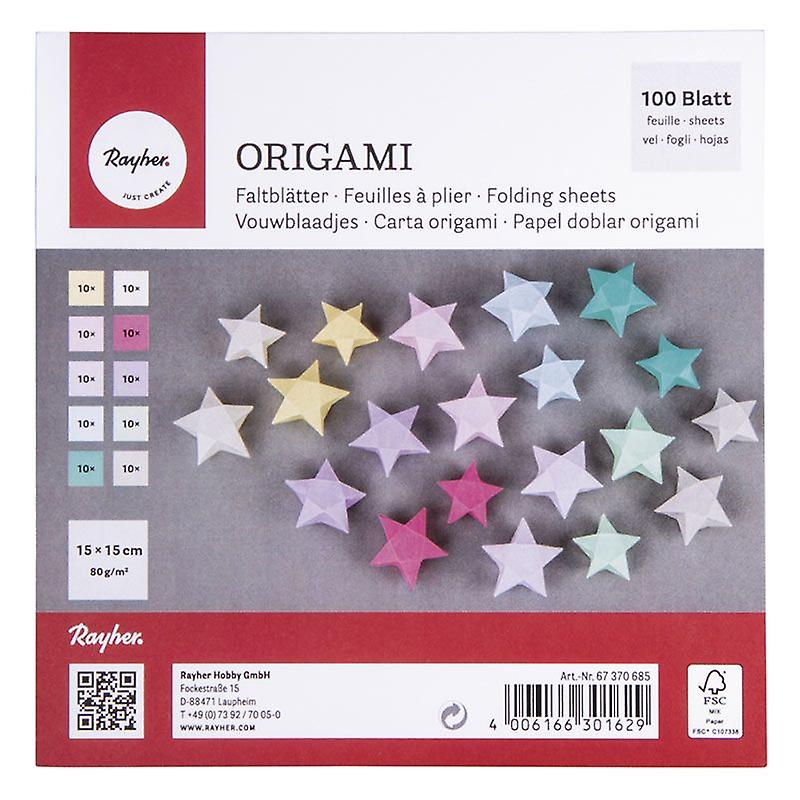 100 origami folding sheets 15 x 15 cm - multicolored