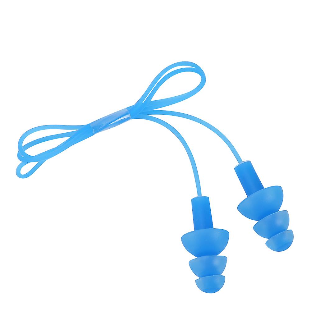 Waterproof Soft Silicone Corded Noise Prevention Corded Earplugs Earmuff(Blue)