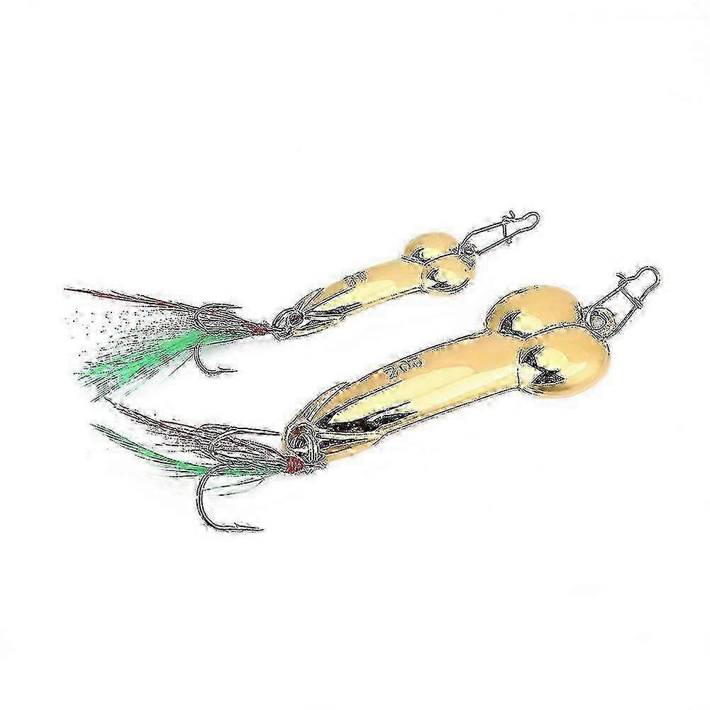 Lot de 2 leurres de pêche durs en métal vibrant avec hameçon (5 g d'or + 20 g d'or)