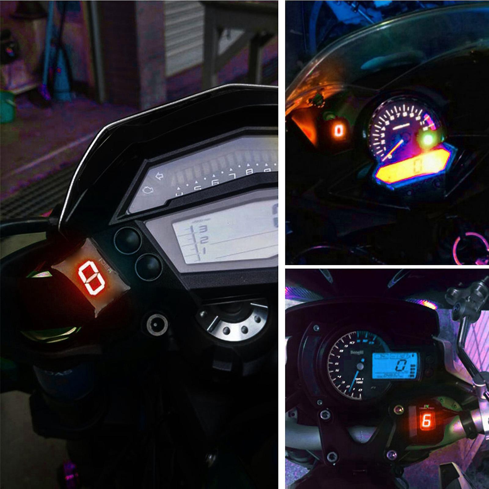 Motorcycle Gear Indicator, 6 Speed Digital Gear Shift Lever Sensor for Honda (#Red)