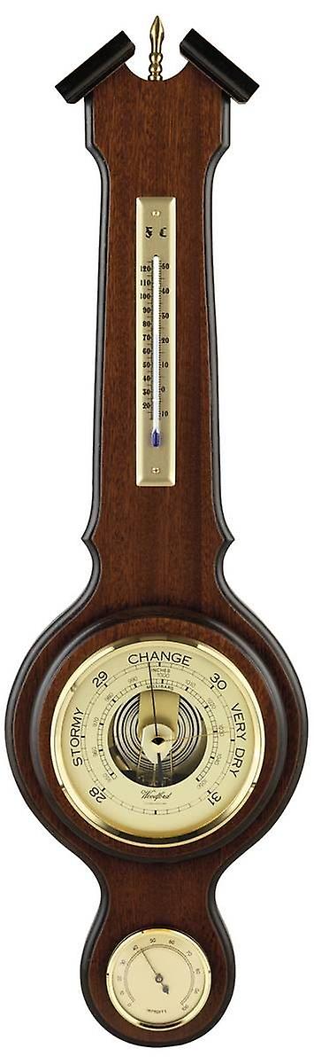 Woodford Veneered Barometer and Thermometer - Brown/Bronze