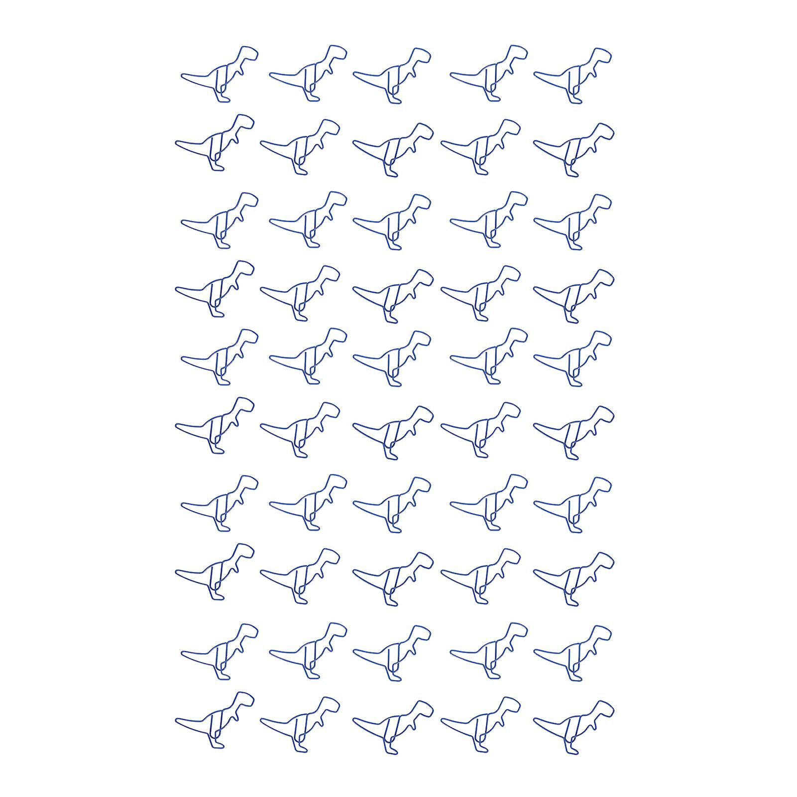 50pcs Dinosaur Paper Clips - Strong Clamping Power and Colorfast Blue Electroplating for Card Making