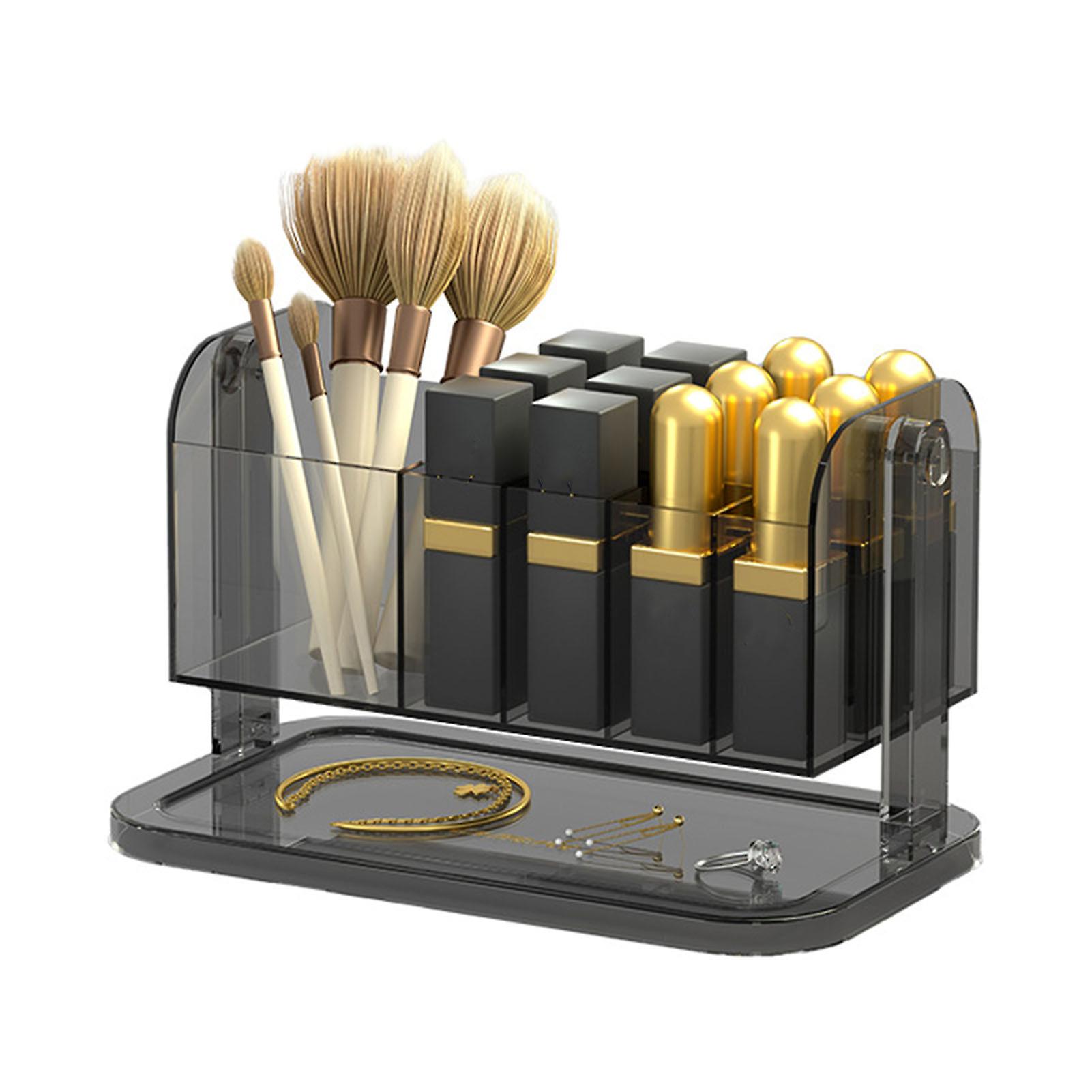 Clear Plastic Lipstick Holder with Compartments for Desktop Makeup Storage