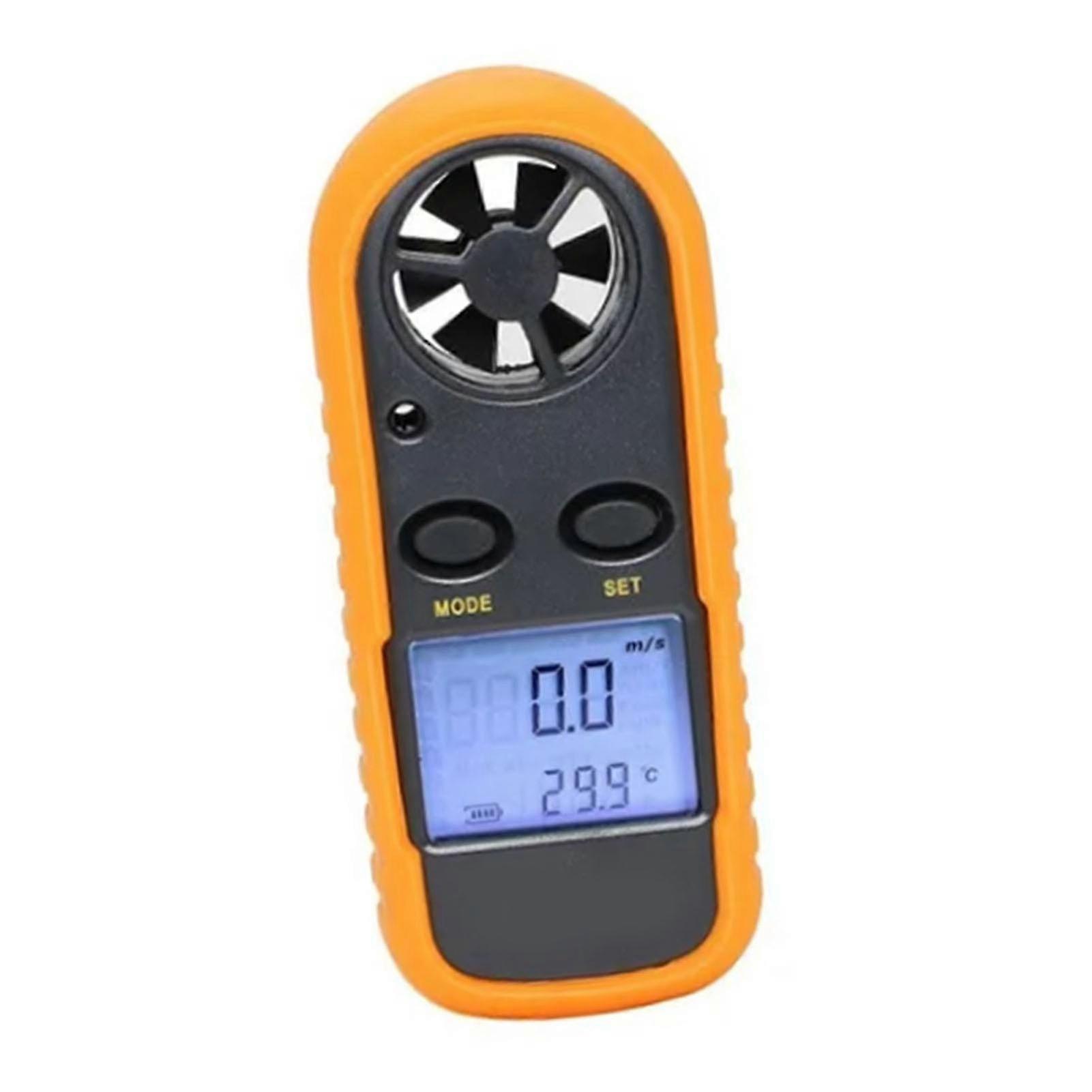 Pocket Digital Anemometer LCD Display Wind Speed Temperature Test Meter with Button Battery