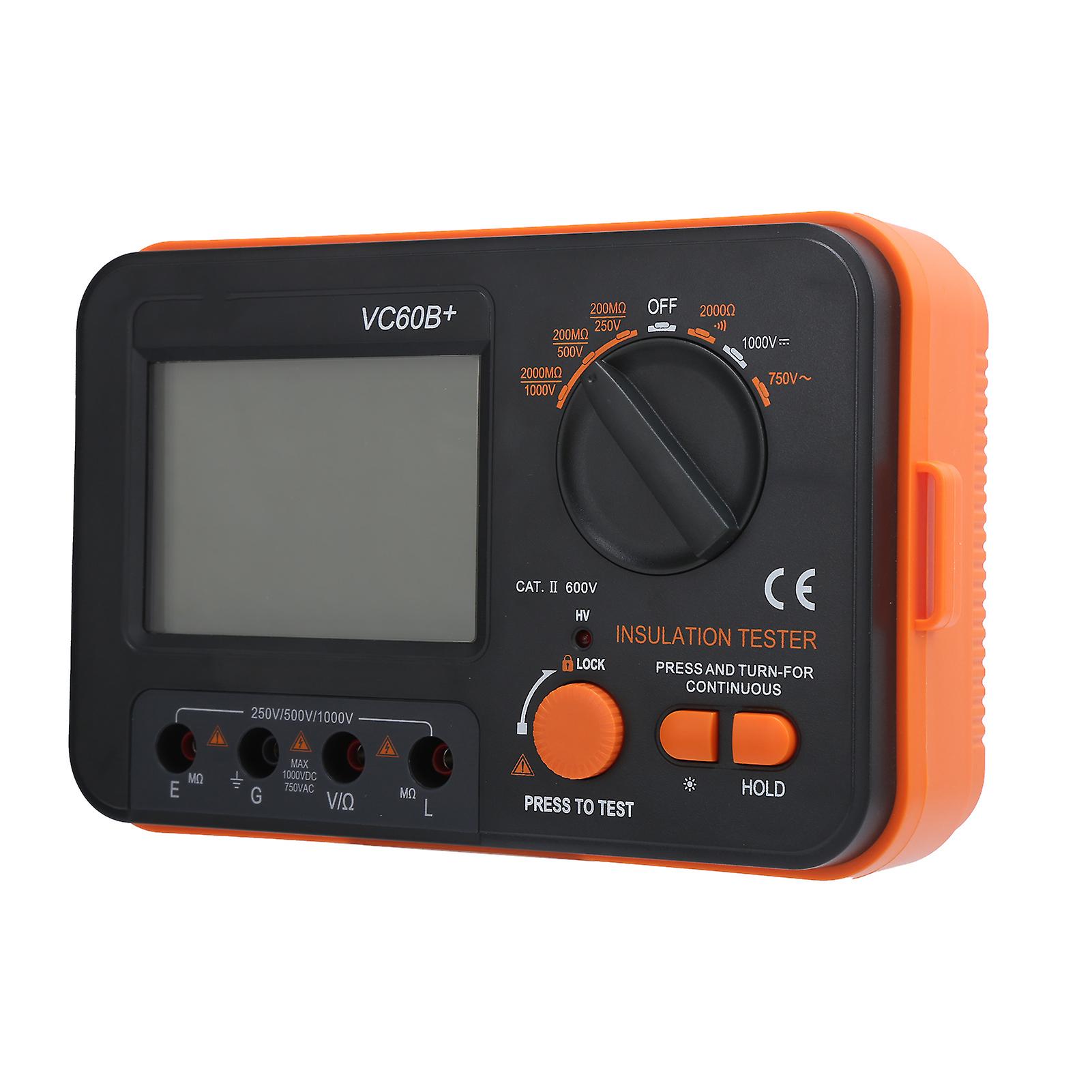 VC60B+ Portable Insulation Tester 200MΩ Range LCD 75x52mm