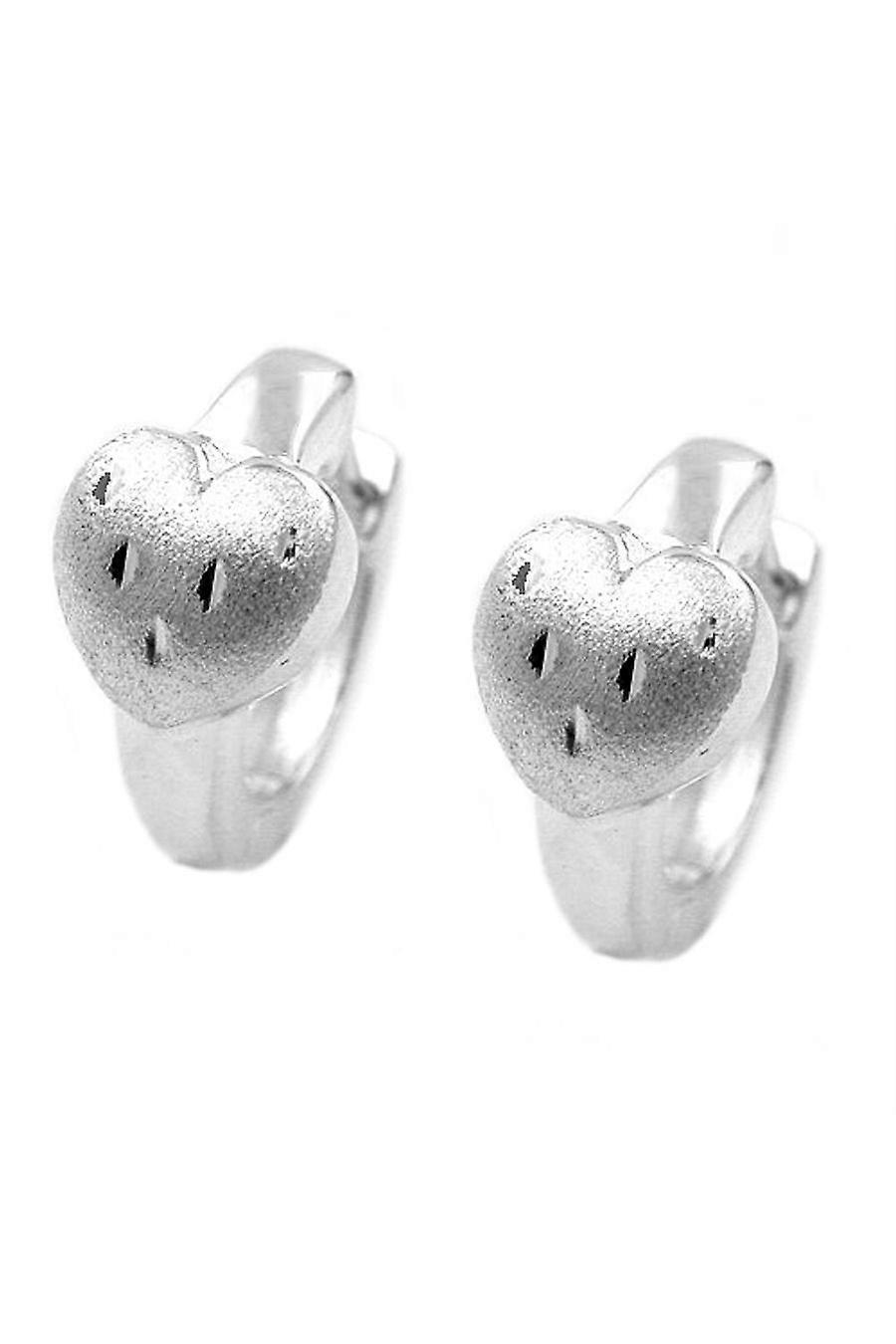 Hoop Earrings Hinged Heart Silver 925 - Gl92759
