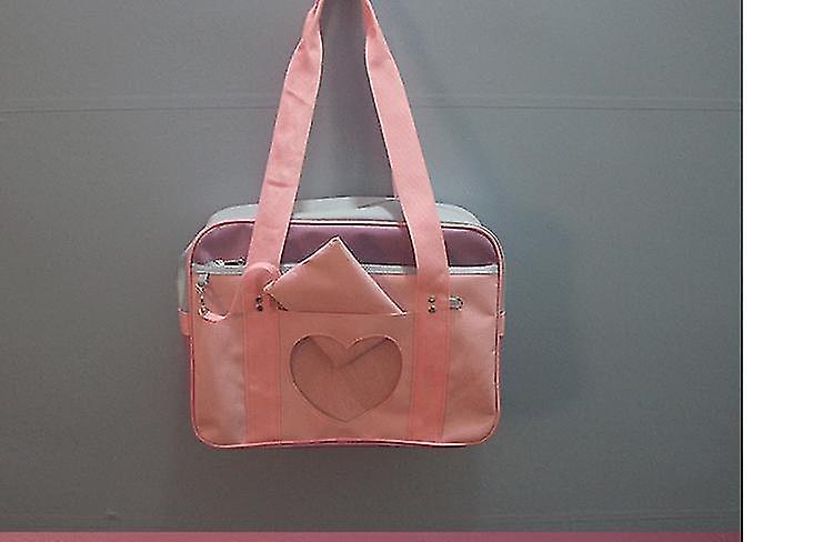 Handbags Large Pink Ribbon Color Matching Shoulder Bag Canvas Luggage Storage Bag Handbag 36cm*26cm*13cm