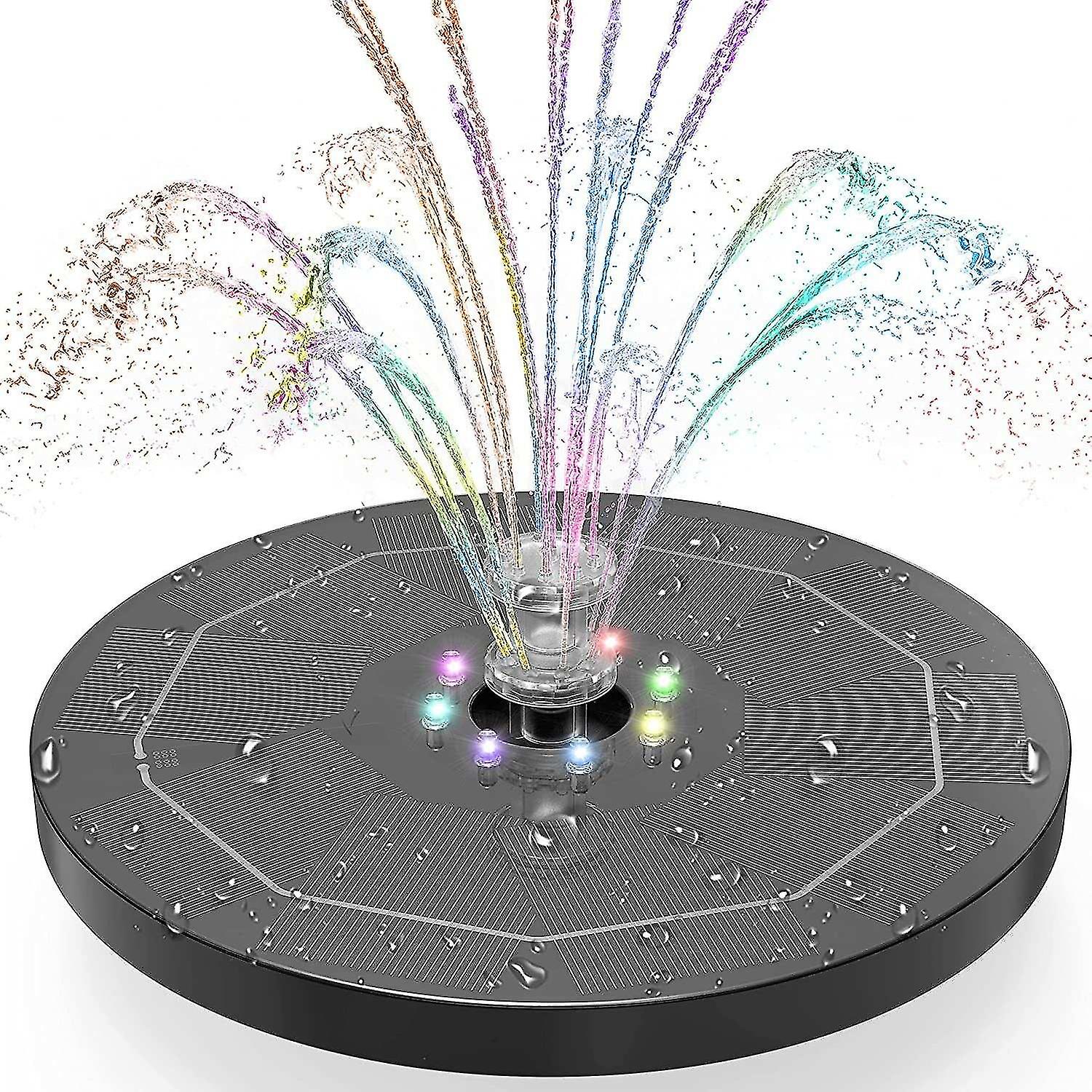 Fountain Pond Accessories Solar Fountain Pump With Color Led 8 Nozzle