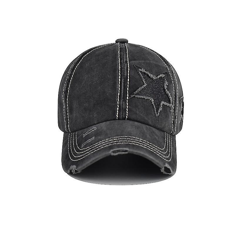 Compatible Washed Distressed Cotton Denim Ponytail Cap Adjustable Baseball Cap