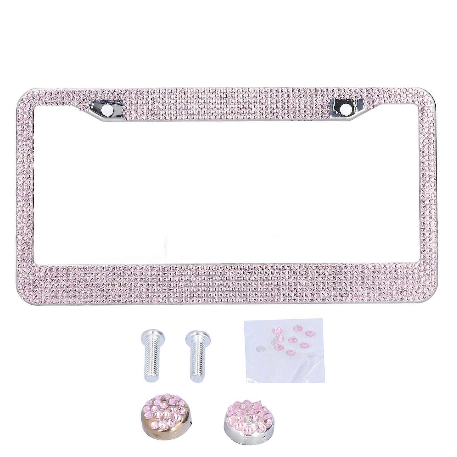 Pink Bling Glitter License Plate Frame Automobile Exterior Decoration for Women Party Birthday Gift E2U811