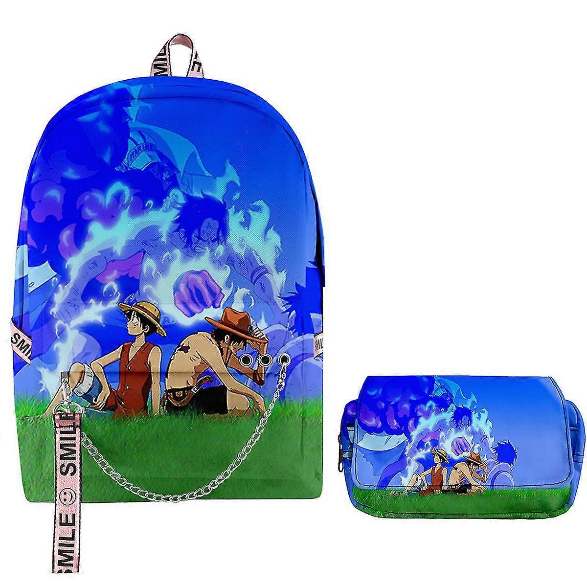 2pcs/Set One Piece Backpack Cartoon School Bag with Dual Layer Pen Bag