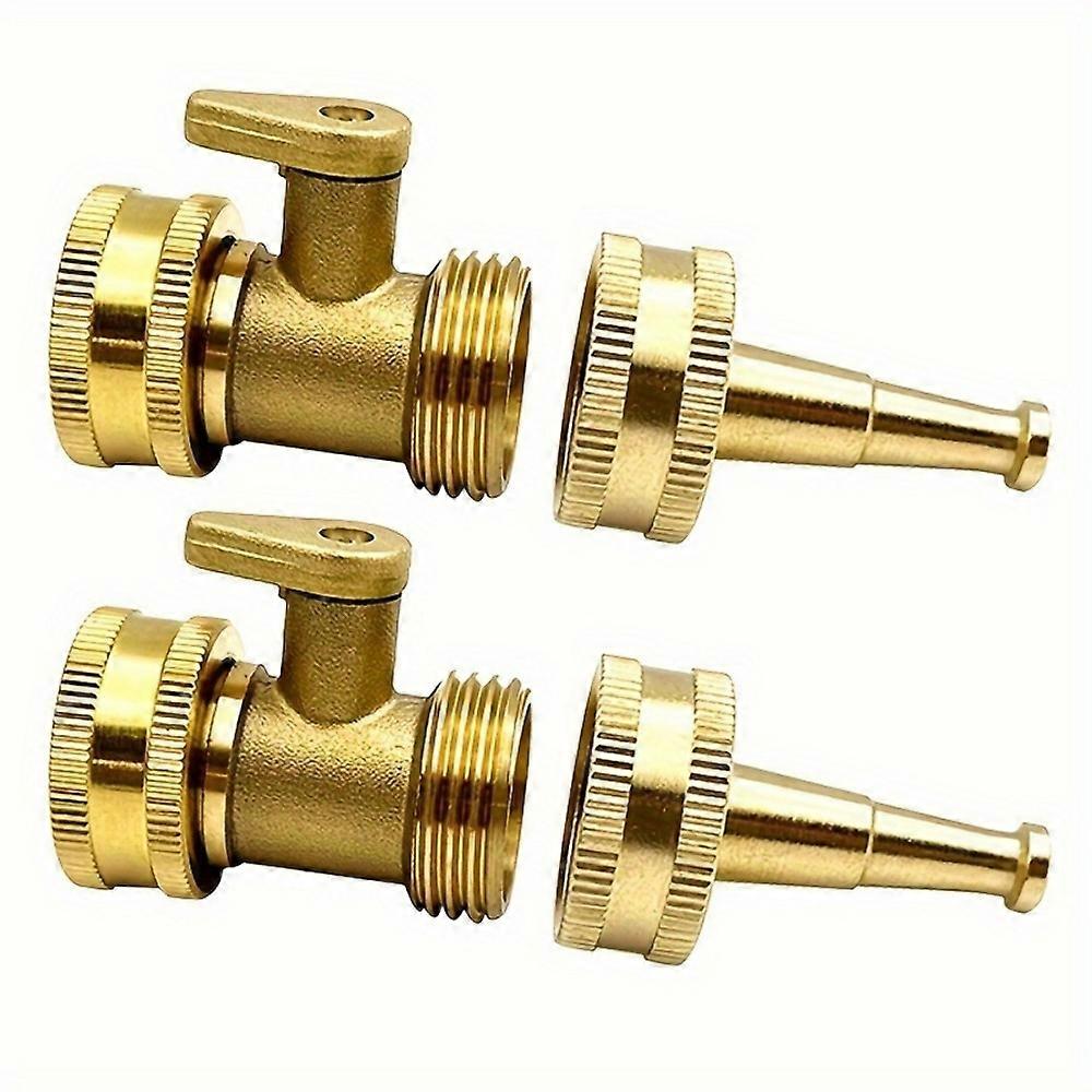 2 Set High Pressure Hose Nozzle with Hose Shutoff Valve, Brass Heavy Duty Spray Nozzles for Garden Hose, Water Hose Nozzle, 34" GHT Jet Nozzle for Hos
