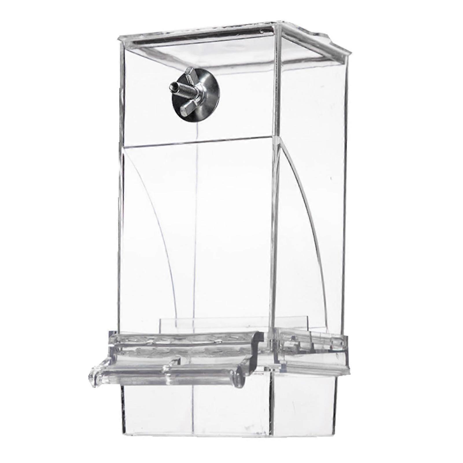 Transparent Acrylic Bird Feeder Automatic No-Mess Bird Cage Feeder Large Capacity Parrot Feeder Anti-Spill Bird Feeder for Canaries Budgies Finches
