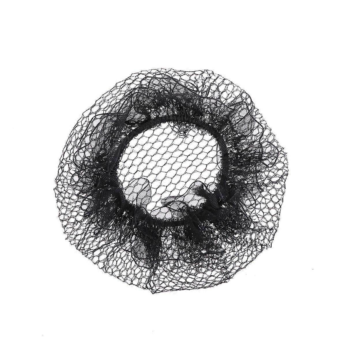 10 قطع مرنة الشعر Snood الكشكشة شبكات الشعر Heardresses لأداء رقص الباليه (أسود)