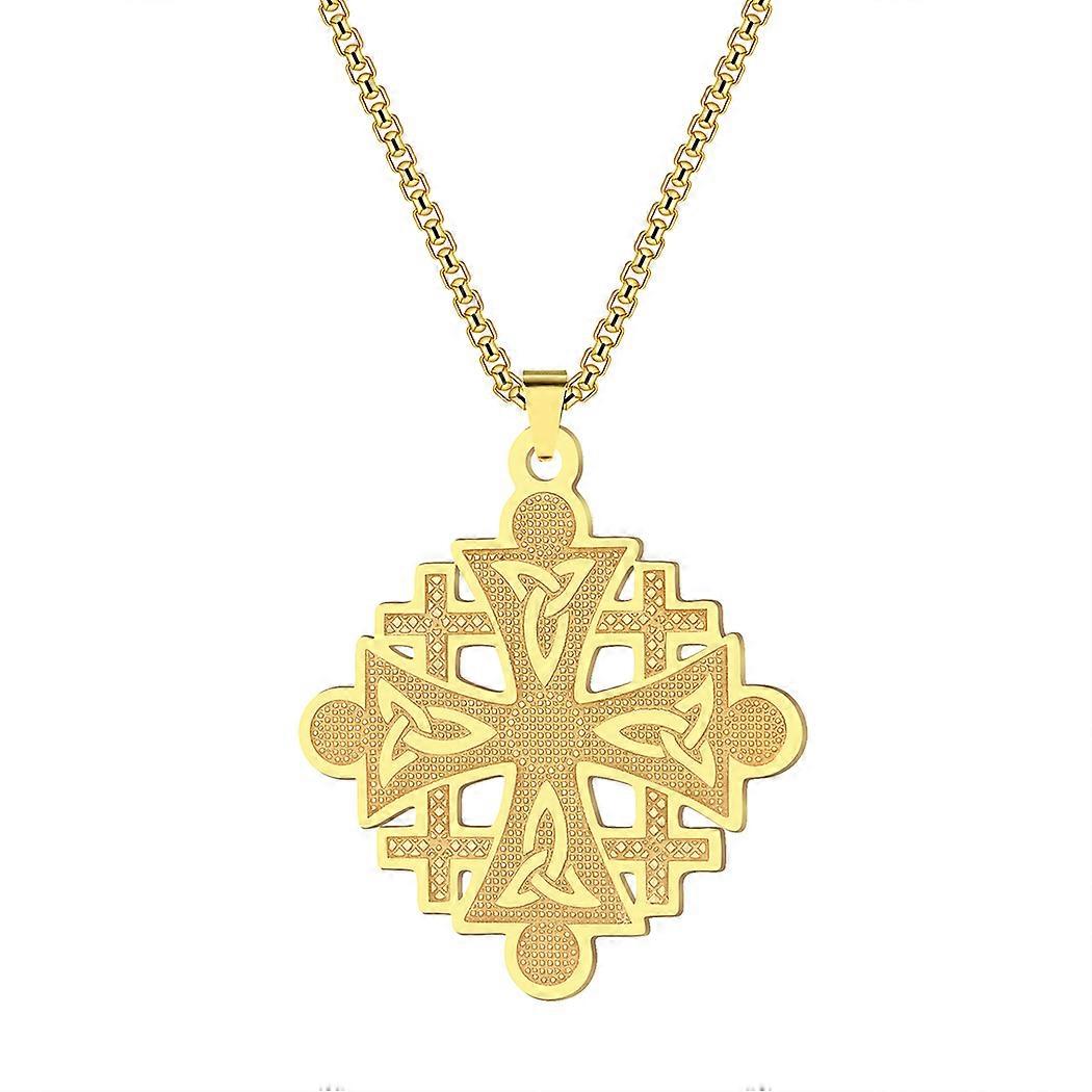 Kinitial Νέα Ιερουσαλήμ Σταυροφόροι Σταυρός μενταγιόν Κολιέ Μεσαιωνική θρησκευτική δήλωση Αλυσίδες Κολιέ Κοσμήματα από ανοξείδωτο ατσάλι