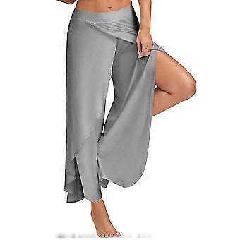 Women Side Split Pants Sports Gym Casual Loose Wide Leg Pants Able