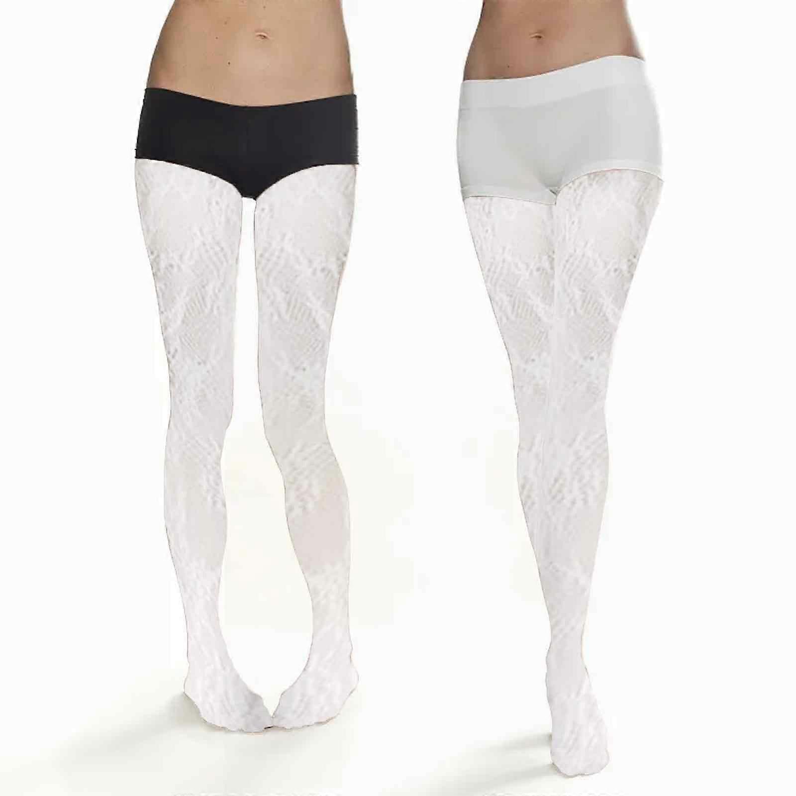 Hvit blomst vinranke fiskenettstrømper