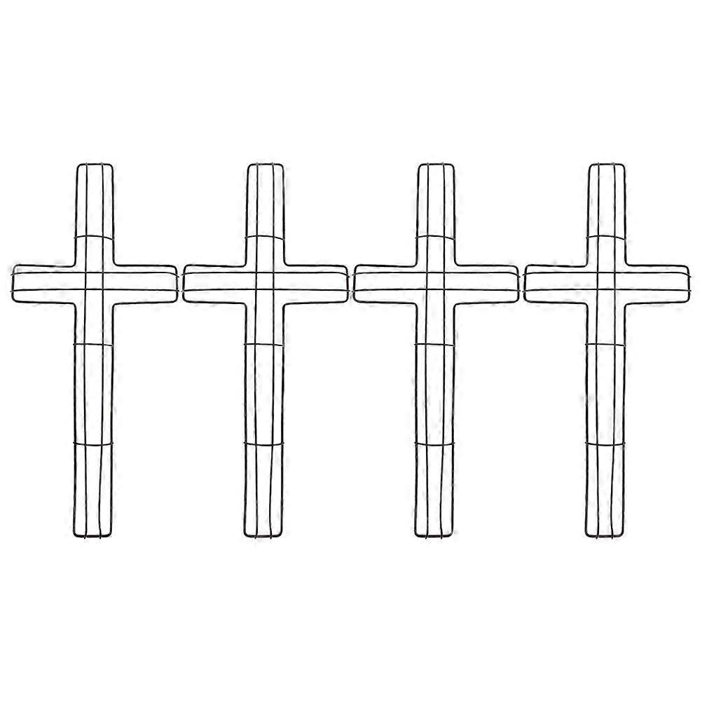 4pcs DIY Cross Metal Wreath Frame Flower Garden Cross Shaped Metal Wire Wreath Form