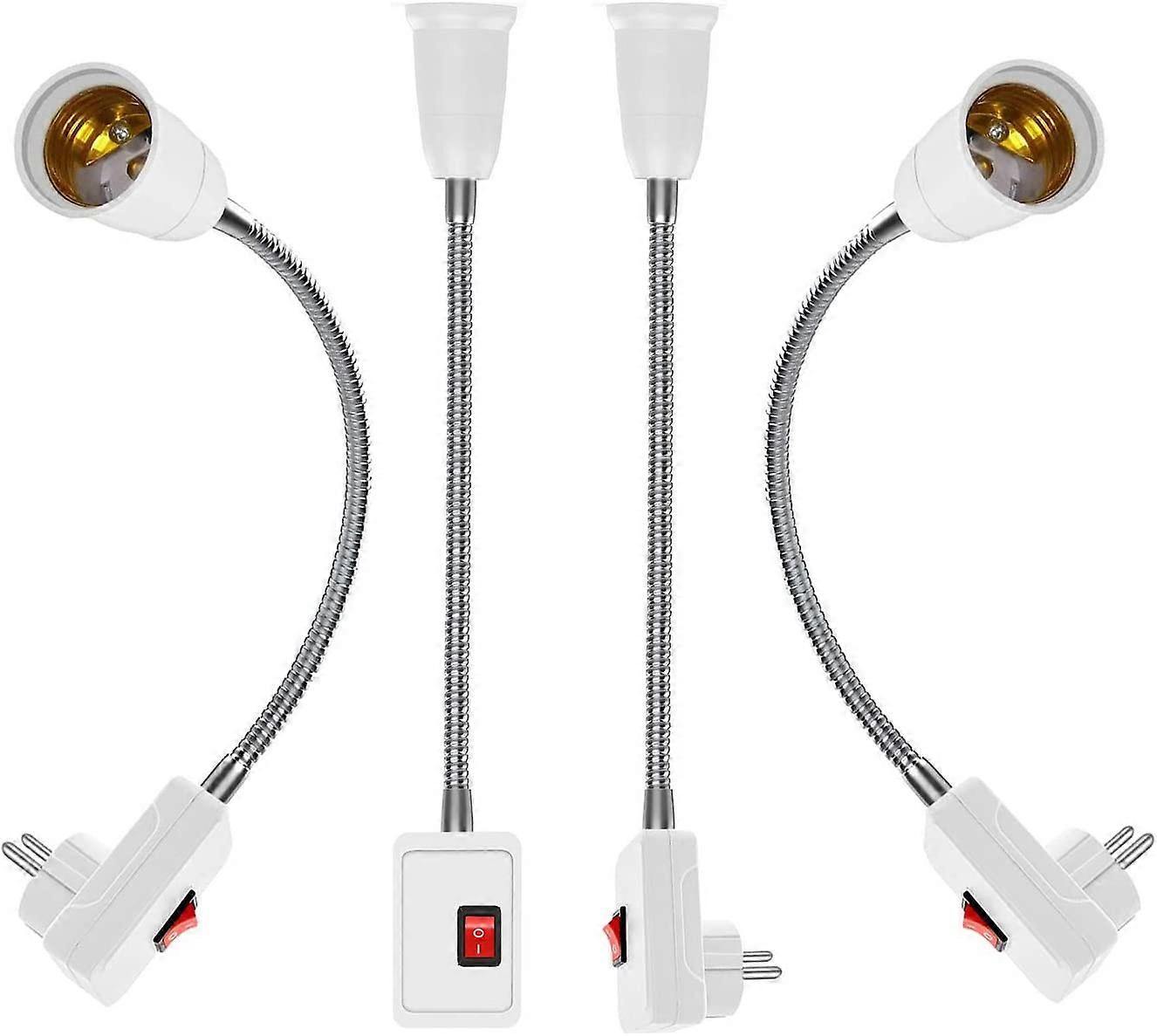 4Pcs Bulb Holder E27 Eu Plug-In Led Wall Light Work Lamp With Switch E27 Lamp Adapter Wall Socket Extension Cord E27 Socket