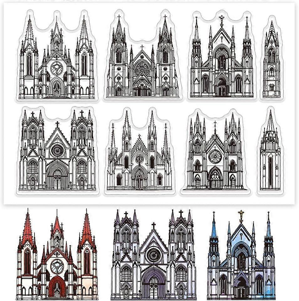 Church Clear Stamps for Cards Making Gothic Architecture Clear Stamp Seals Transparent Stamps for DIY Scrapbooking Photo Album Journal Home Decoration