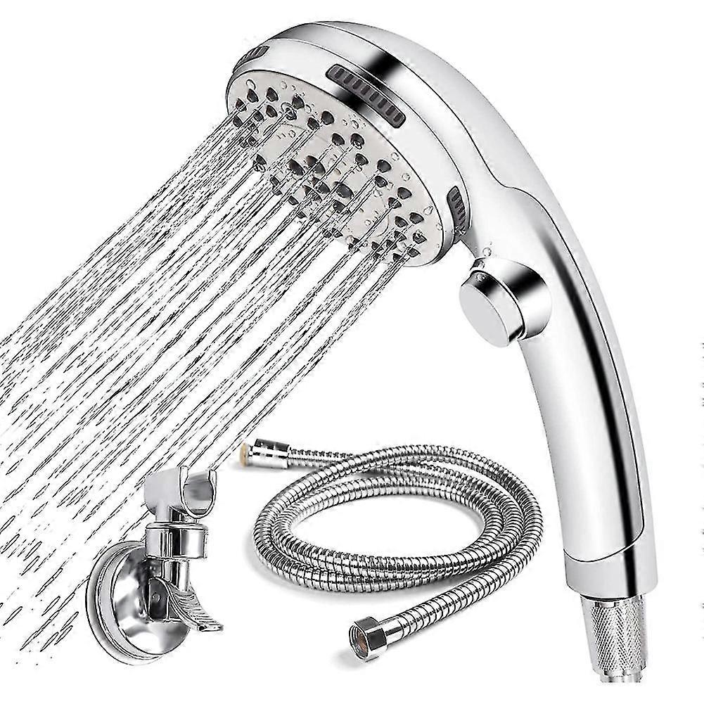 Shower with 1.5 M Hose 5 Jet Types Hand Shower Water-Saving Shower One Button Water Stop Button