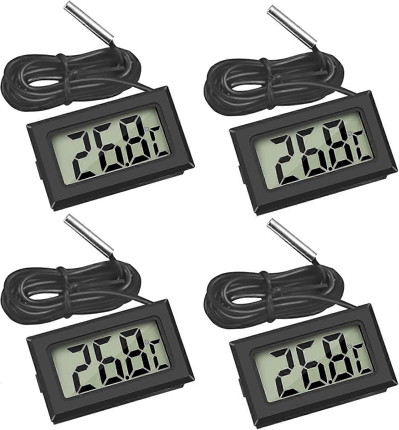 Mini Digital Lcd Thermometer Temperature With Temperature Probe Sensor Tester (4x Black)