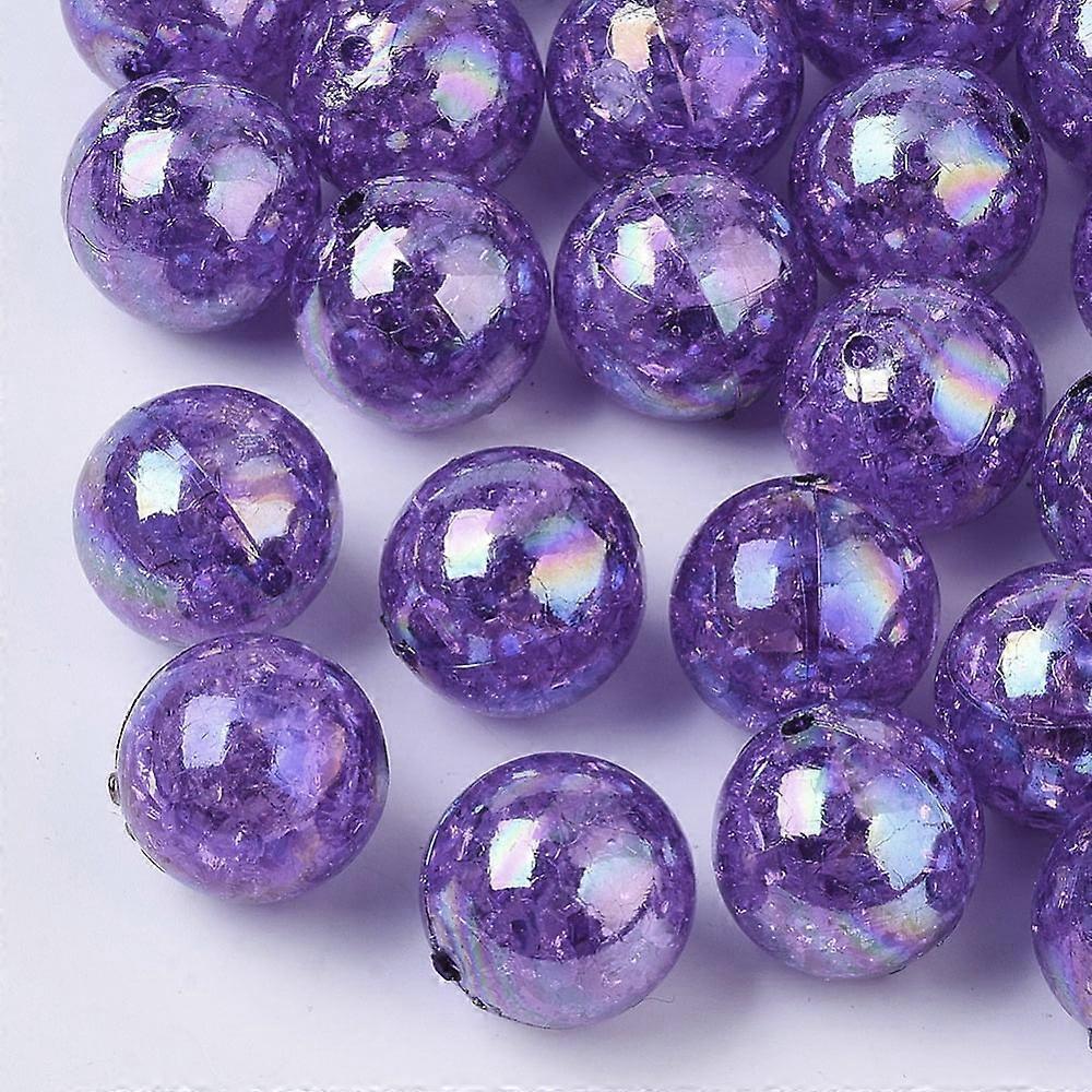 10pc AB Color Transparent Crackle Round Acrylic Beads Dark Violet 20mm Hole: 2.5mm